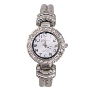 Geneva Platinum | Silver Ladies Rope Bangle Watch